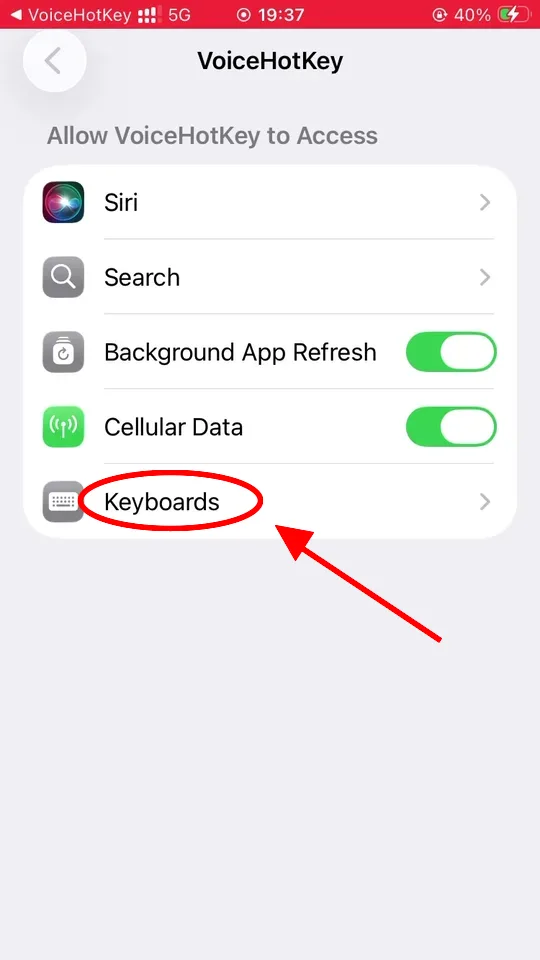 Налаштування iOS з екраном доступу VoiceHotKey