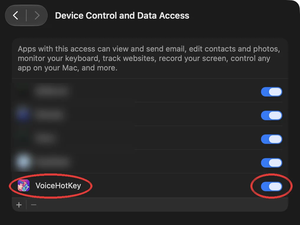 Системні параметри: VoiceHotKey увімкнено
